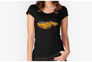 Classic cars printed on Women's fitted tee shirt